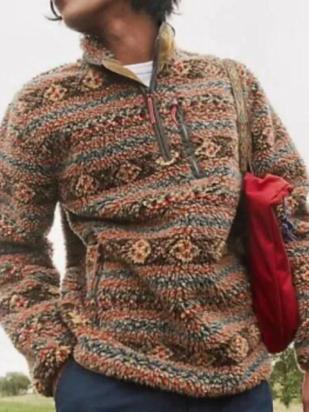 J. Crew Nordic Fair Isle Sherpa Fleece Half-zip Pullover men's S women's M/L
